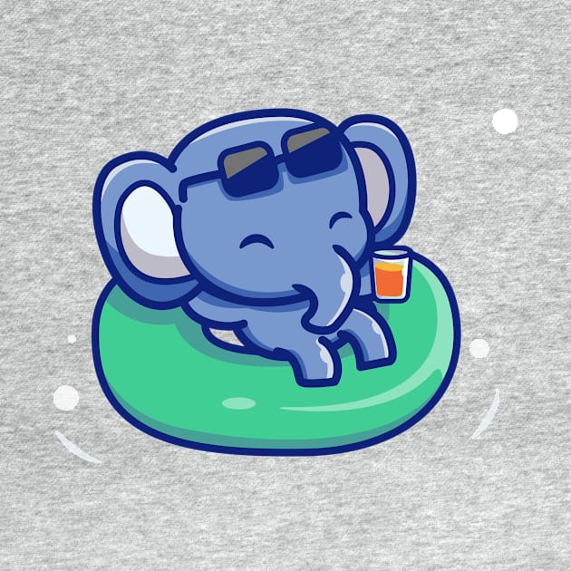 Cute Elephant Floating With Swimming Tires by Catalyst Labs